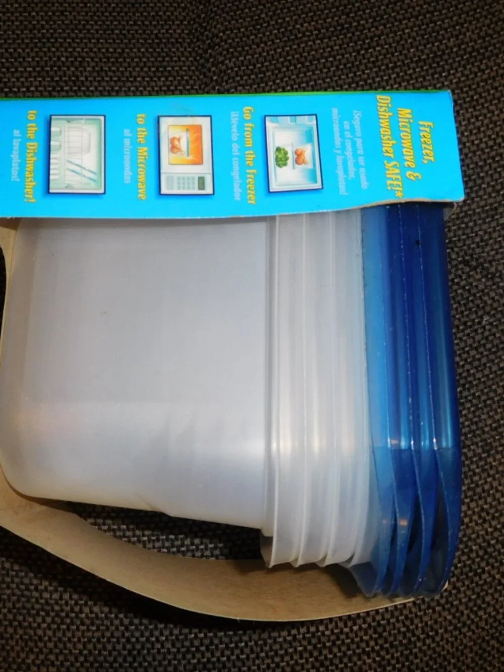 New Vtg Ziploc Food Containers Vintage Blue top M squares 32 oz